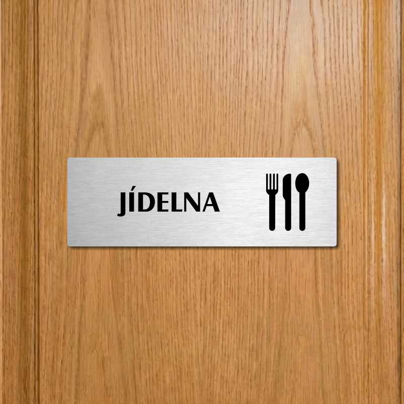 Jídelna, 240x79mm, stříbrná popiska s ozdobou uprostřed